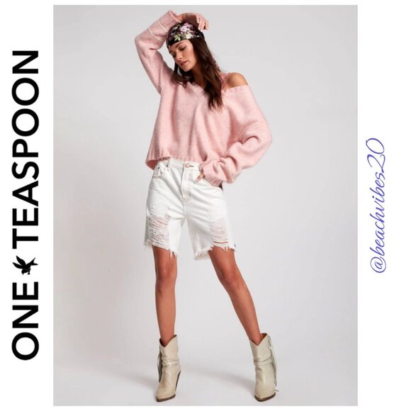 ONE TEASPOON Stevies Long Boyfriend Short White Beauty 25 NWT O-291 *FLAW* - Picture 5 of 11